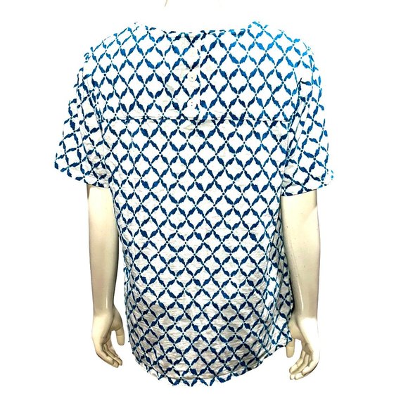 Chicos Button Back Slub Tee Blouse Soft Cotton Blend  Scoop Neck Elbow Sleeve 1 - Picture 2 of 9